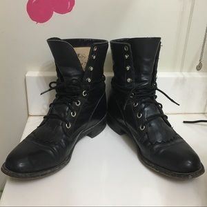 Justin Black Leather Ropers